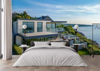 Modern Two-Storey Home by the Waterfront Wall mural