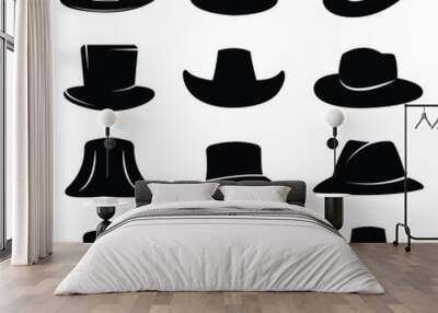 silhouette of jazz musician hat Wall mural