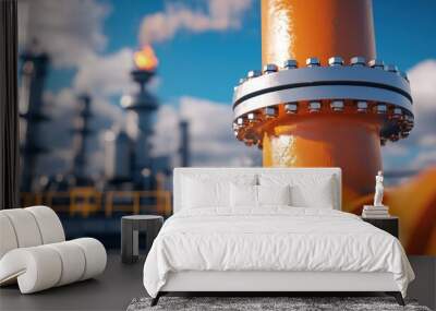 Abundant Oil Field Energy Resources 3D Illustration with Copy Space, Selective Focus, and Ultra HD Quality Wall mural