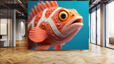 Colorful Fish with Unique Patterns and Expressions Wall mural