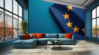 European Union Flag on Teal Background Wall mural