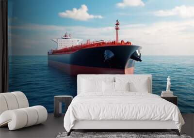 Global Tensions and Market Fluctuations: Oil Tanker with Price Chart 3D Illustration Wall mural