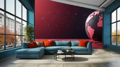 Red Earth Globe on Digital Background for Global Themes Wall mural