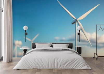 Renewable Energy Transition - Wind Farm with Oil Barrels in Background 3D Illustration Wall mural