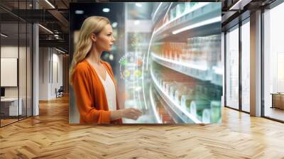 Futuristic Grocery Shopping - Augmented Reality Screen Showing Nutrition Details and Information - Future of Shopping - AI Generated Wall mural