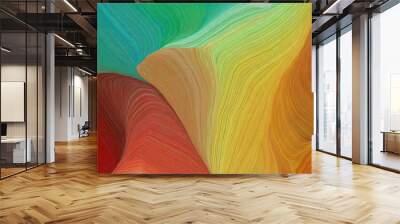 horizontal colorful abstract wave background with peru, firebrick and light sea green colors Wall mural