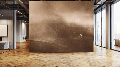 old beige brown texture with noise and grain, cinematic sepia effect, used retro vintage grunge abstract, banner with copy space, scratches dust Wall mural