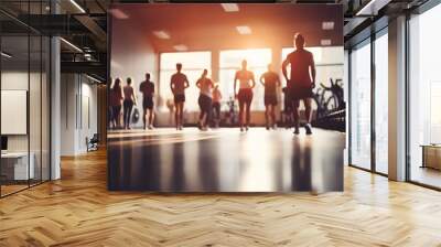 Physical Education - A bright gym with students participating in a variety of sports activities, promoting teamwork and health - AI Generated Wall mural