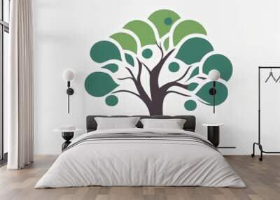 tree icon, vector image on white background, logo Wall mural