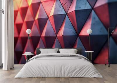 Abstract geometric background with red and blue triangular patterns Wall mural