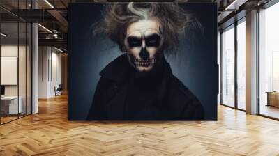 Portrait of man with Halloween skull makeup Wall mural