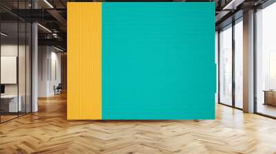 Turquoise and orange two tone color paper background with stripes. Abstract background modern hipster futuristic. Texture design Wall mural