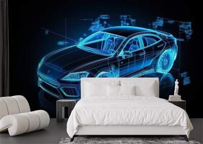 Front Side Future AR Car Wireframe Concept, Wall mural