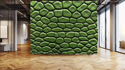 Close-up of textured green surface resembling reptile or alligator skin Wall mural