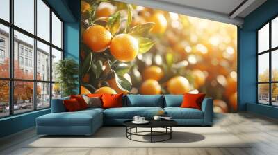 Fresh fruit orchard, ripe and ready for harvest, under bright sunlight Wall mural