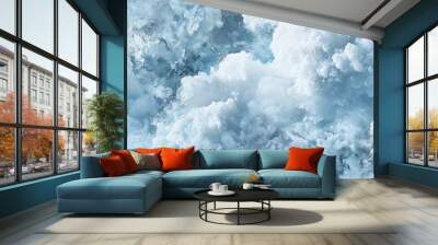 Geometric clouds, light blues and whites, fluffy texture, bright daylight Wall mural