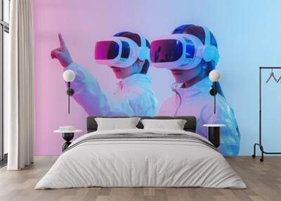 Kid wear VR headset for leaning playing studing Wall mural