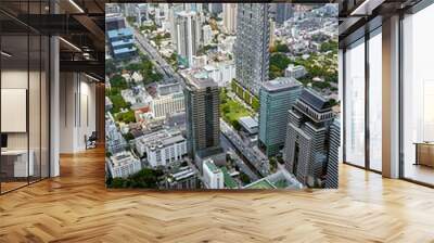 Aerial view of Bangkok skyline in Thailand Wall mural