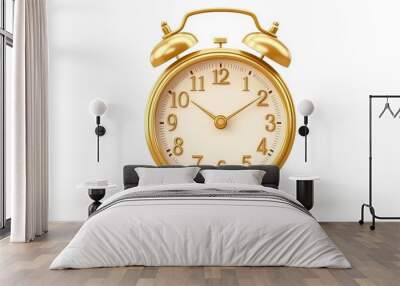 Vintage golden alarm clock with classic design and twin bells Wall mural