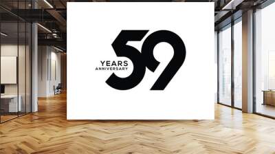 59th, 59 Years Anniversary Logo Black Color, Vector Template Design element for birthday, invitation, wedding, jubilee and greeting card illustration. Wall mural