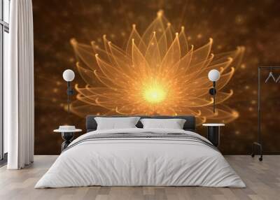 Water Lily, Radiant Orange Lotus with Rays of Light Wall mural