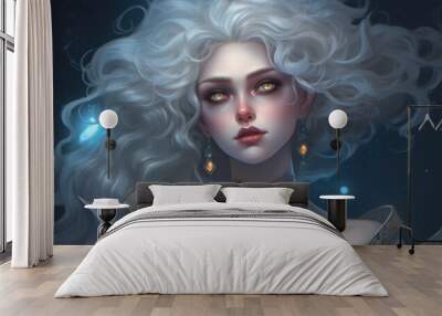 Magic Fantasy Goddess Woman Portrait Digital Generated Colorful Illustration Artwork Background Wall mural