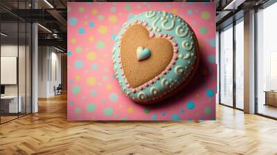 3d trendy christmas shaped cookies with a pastel backdrop made by generative ai Wall mural