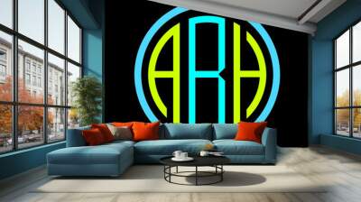 ABH letter logo at black background /ABH minimalist/ABH logo Design.ABH initials Logo design Wall mural