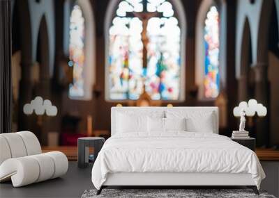 interior quiet church blurr background Wall mural