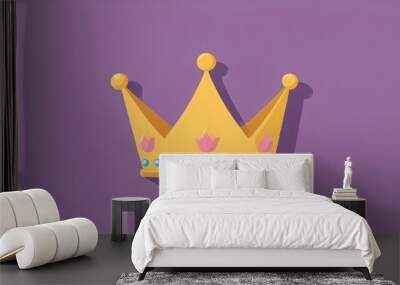 simple flat of cute crown cartoon illustration Wall mural