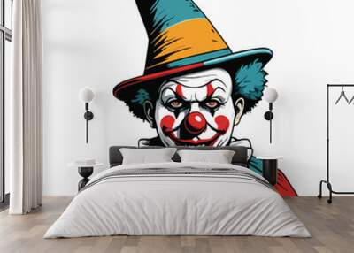 vector of creepy clown hat Wall mural