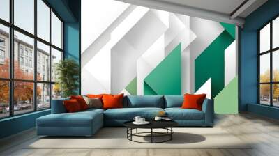 white and green color combination abstract modern background Wall mural