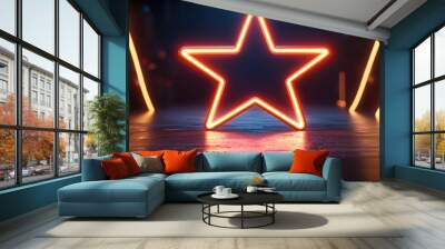 3D rendering of a star frame illuminated by fluorescent lamps Wall mural