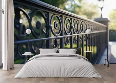 3D rendering of black iron railings creating an appealing perspective Wall mural