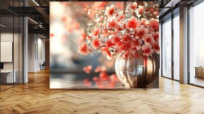 3D rendering of decorative flowers for interior design Wall mural