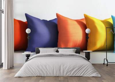 Colorful pillow design in 3D rendering isolated on a white background for interior furniture and home concepts Wall mural