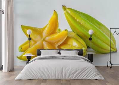 Tropical star fruit on white background Wall mural