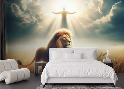 Jesus is lord, faith, god, religion, christian, christ, holy, religious, christianity, generative AI. Wall mural