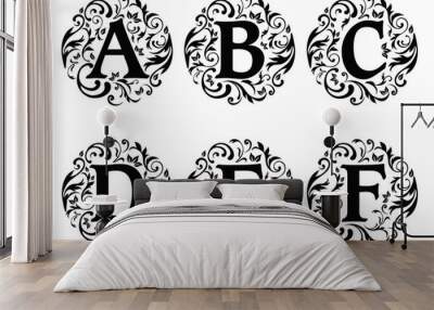 Alphabet Ornament Design A to F Wall mural