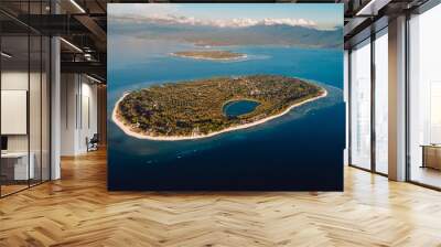 Aerial view of Gili islands and blue ocean. Gili Meno, Gili Air and Lombok island Wall mural