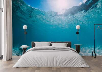 Blue ocean with white sand bottom underwater in Hawaii Wall mural