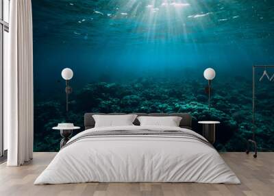 Tranquil underwater scene with copy space. Tropical sea Wall mural