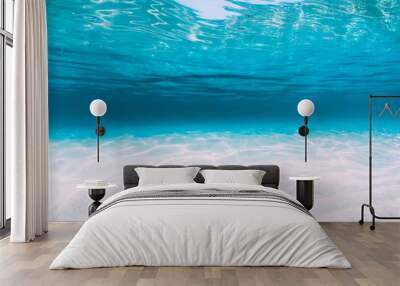 Tropical blue ocean with white sand underwater in Hawaii Wall mural