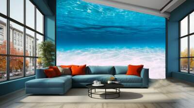 Tropical blue ocean with white sand underwater in Hawaii Wall mural