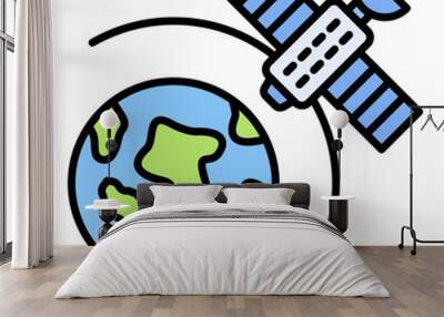 Satellite Earth Icon Wall mural