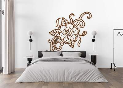 Henna drawing and tattoo. Decoration in ethnic oriental, Indian style. Doodle ornament 1 Wall mural