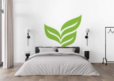 leaf simple grow logo design vector template. three leaf logo vector Wall mural