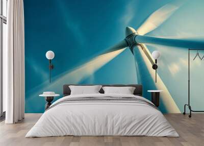 Wind energy. Wind power. Sustainable, renewable energy. Wind turbines generate electricity. Sustainable resources. Sustainable development. Green technology for energy sustainability. Wall mural