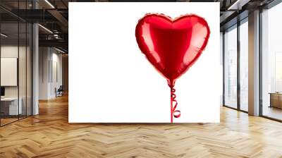 Heart Balloon. Red helium balloon.  Glossy, shiny with reflection foil balloon. Red color. Good for anniversary wedding, celebration birthday. Happy St. Valentine's day. Love symbol. Party Decoration  Wall mural