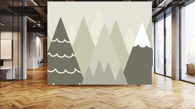 Graphic illustration for kids room wallpaper with mountain background. Can use for print on the wall, pillows, decoration kids interior, baby wear, textile, and card Wall mural